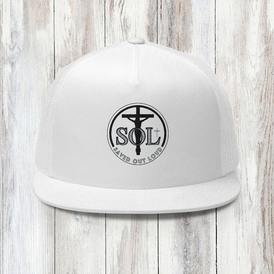Saved Out Loud Christian Branded 5 Panel Trucker Cap with Embroidery- Original Design