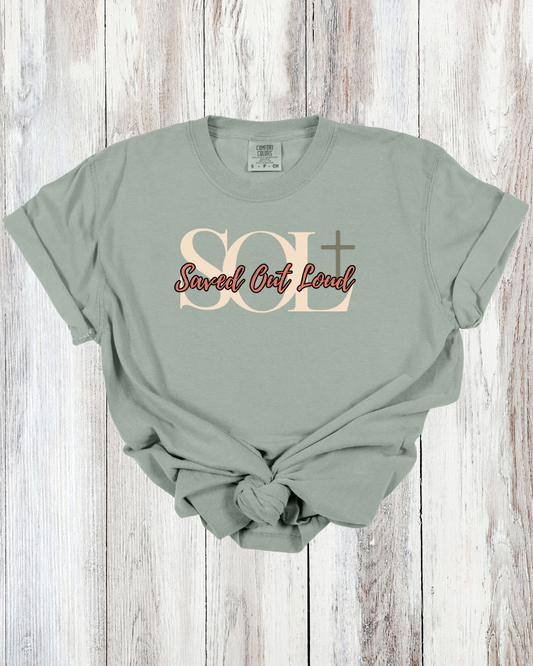 Saved Out Loud Christian Branded Unisex Statement T-shirt- Be The Light, Matthew, Flower Lightbulb