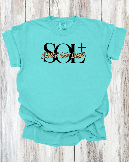 Saved Out Loud Christian Branded Unisex Statement T-shirt- Man of God, Lion and Cross