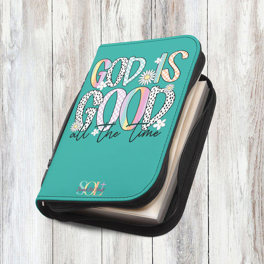 Saved Out Loud Christian Branded Bible Cover- God is Good All the Time, Pastel Multi Pattern