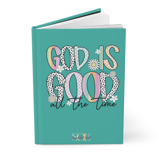 Saved Out Loud Christian Branded Inspirational Hardcover Notebook- God is Good All the Time, Pastel Multi Pattern