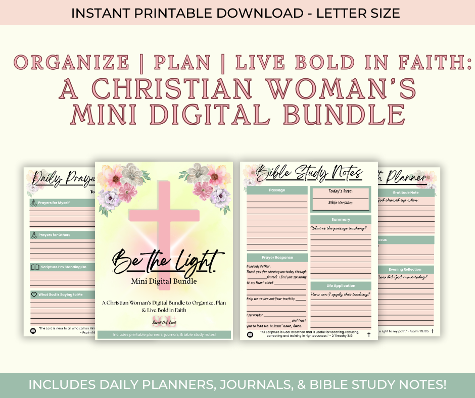 Be the Light Mini Christian Digital Planner Bundle | Saved Out Loud Mini Bundle