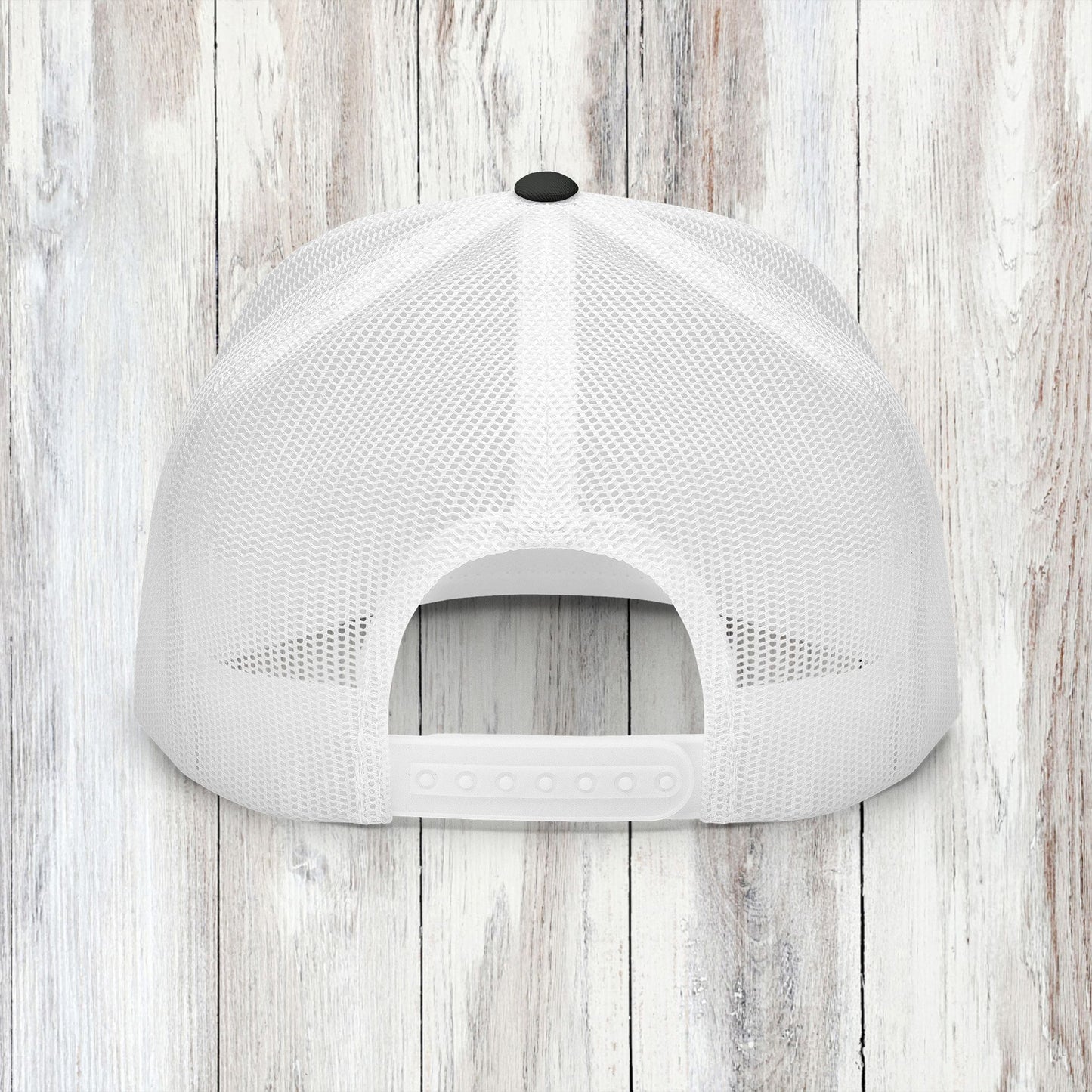 Saved Out Loud Christian Branded 5 Panel Trucker Cap with Embroidery- Black and White Logo