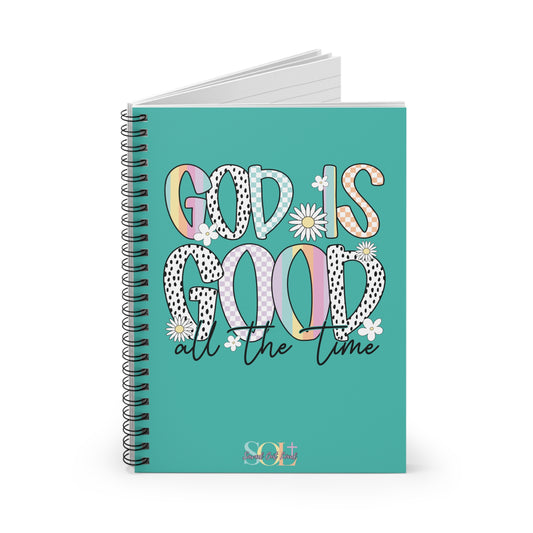 Saved Out Loud Christian Branded Inspirational Notebook- God is Good All the Time, Pastel Multi Pattern