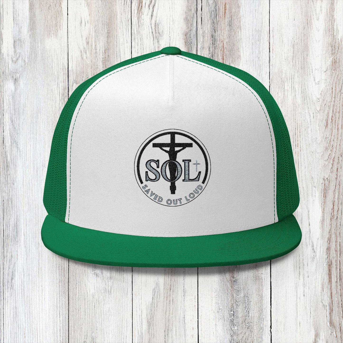 Saved Out Loud Christian Branded 5 Panel Trucker Cap with Embroidery- Original Design