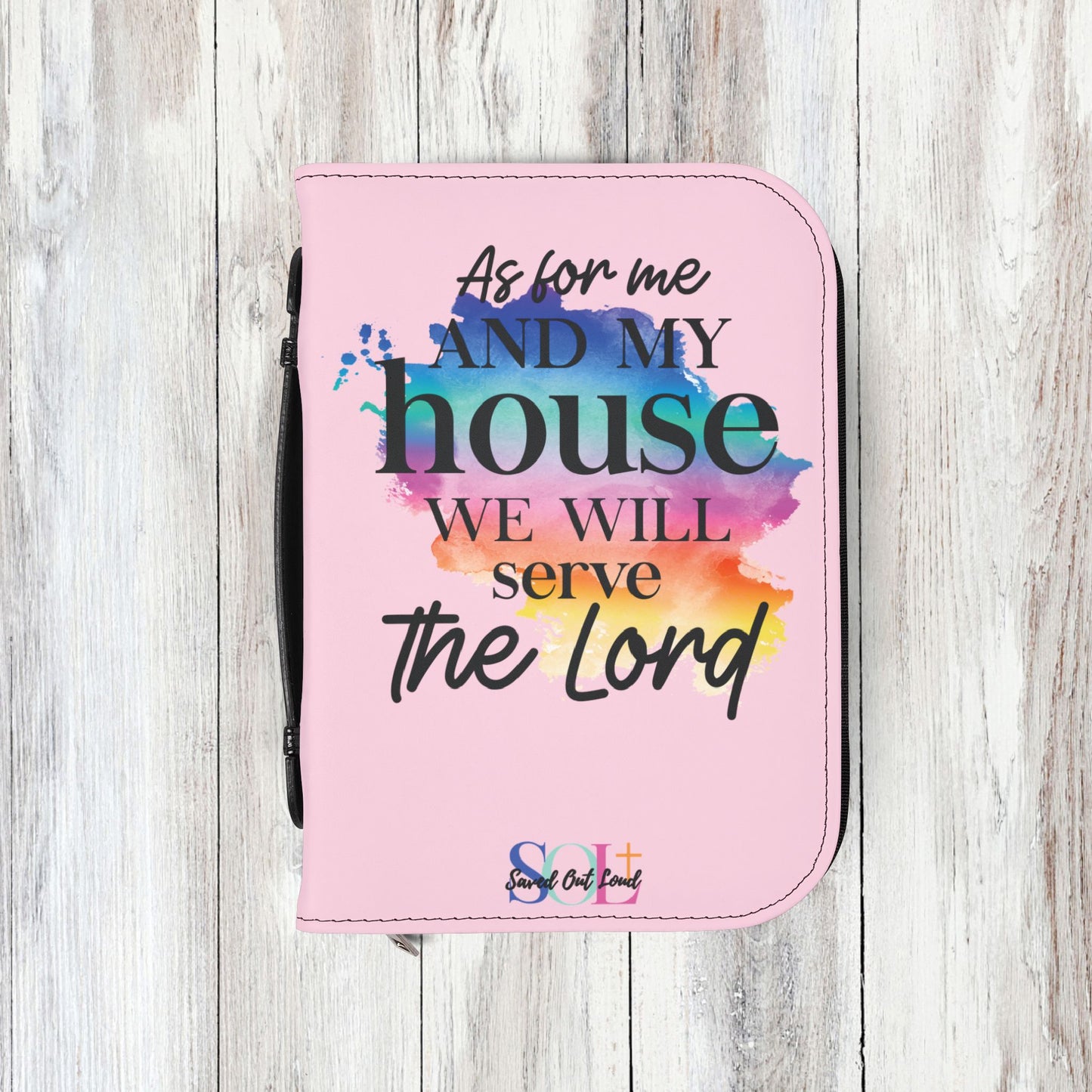 Saved Out Loud Christian Branded Bible Cover- We Will Serve the Lord, Joshua, Rainbow Abstract