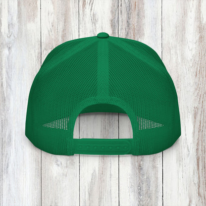 Saved Out Loud Christian Branded 5 Panel Trucker Cap with Embroidery- Black and White Logo