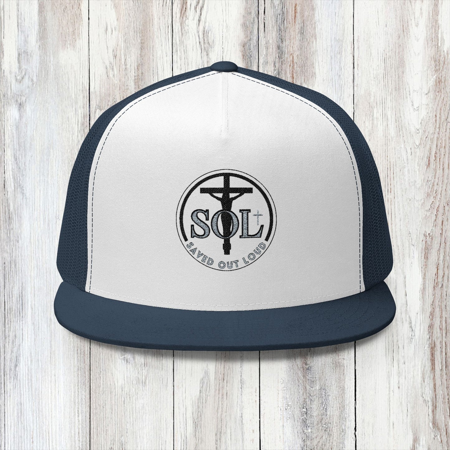 Saved Out Loud Christian Branded 5 Panel Trucker Cap with Embroidery- Original Design