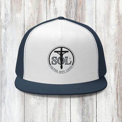 Saved Out Loud Christian Branded 5 Panel Trucker Cap with Embroidery- Original Design