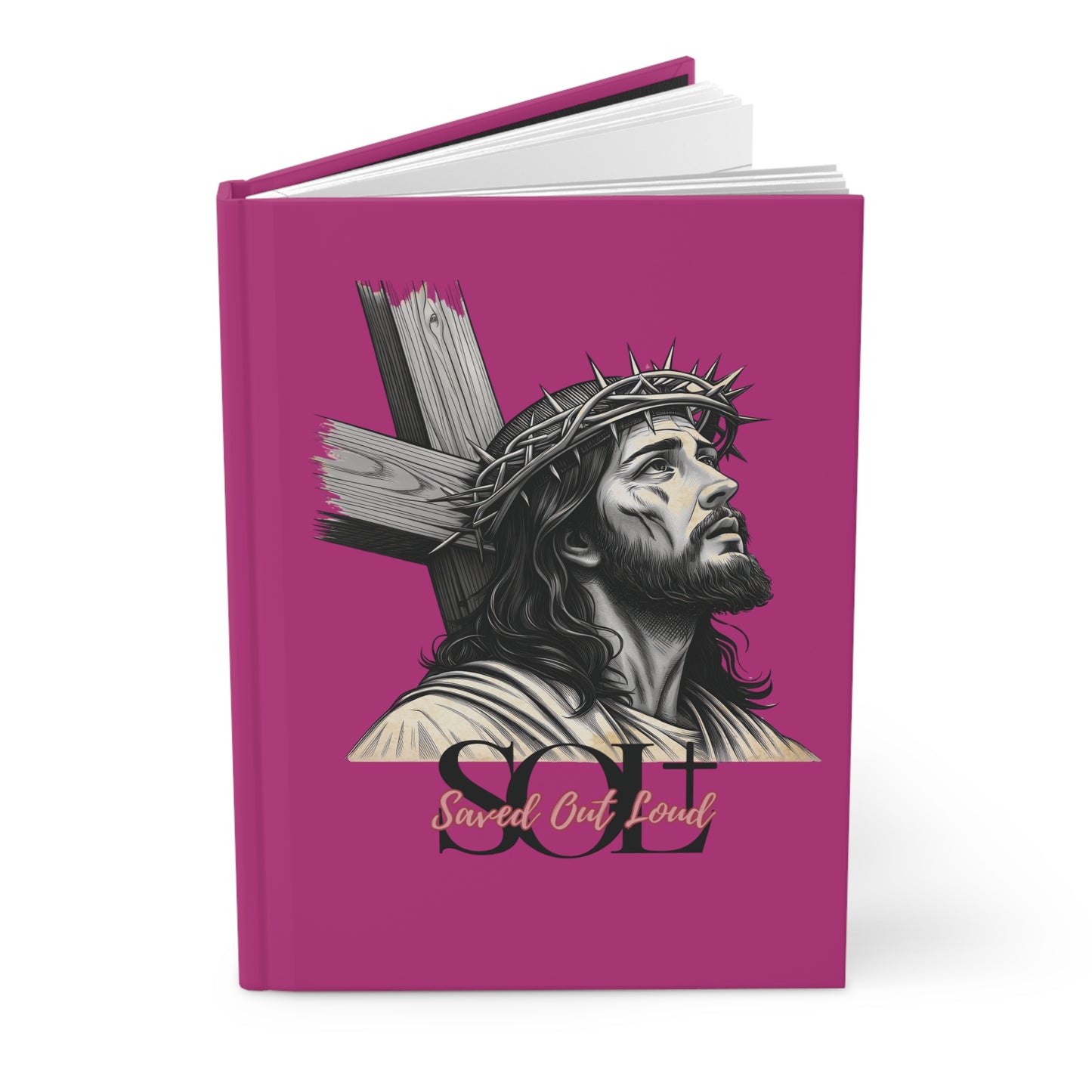 Saved Out Loud Christian Branded Inspirational Hardcover Notebook- Jesus' Sacrifice, Pink