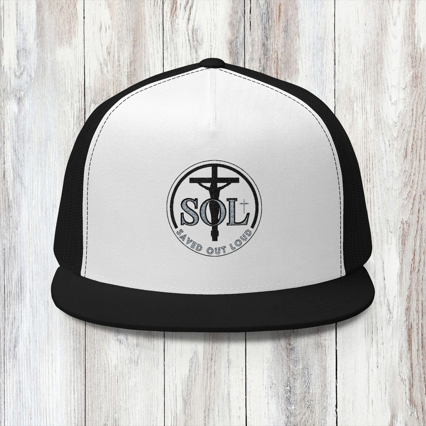 Saved Out Loud Christian Branded 5 Panel Trucker Cap with Embroidery- Original Design