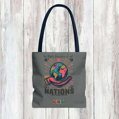 Saved Out Loud Christian Branded Inspirational Tote Bag- Go Make Disciples of All Nations