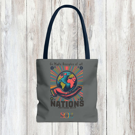 Saved Out Loud Christian Branded Inspirational Tote Bag- Go Make Disciples of All Nations