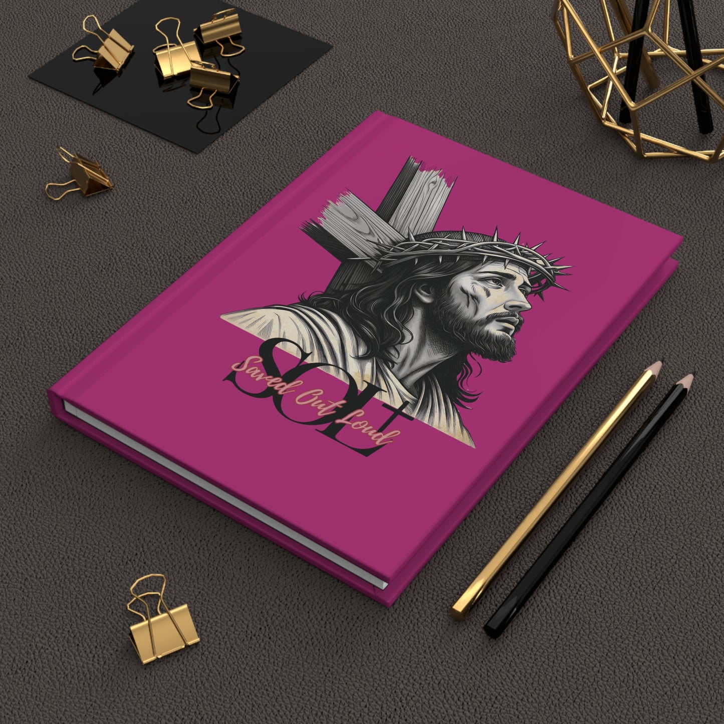 Saved Out Loud Christian Branded Inspirational Hardcover Notebook- Jesus' Sacrifice, Pink