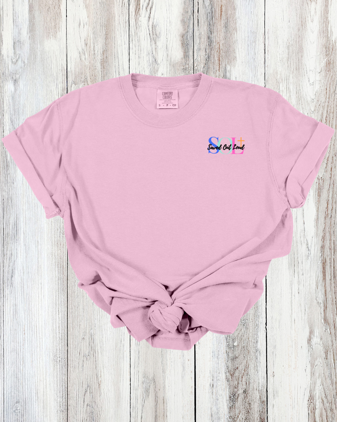 Saved Out Loud Christian Branded Unisex Statement T-shirt- We Will Serve the Lord, Joshua, Rainbow Abstract