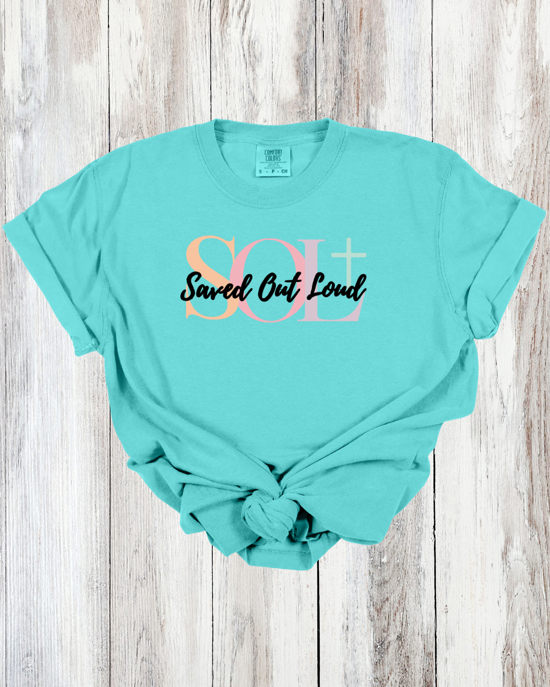 Saved Out Loud Christian Branded Unisex Statement T-shirt- Be Still, Psalm, Pastel Rainbow Abstract