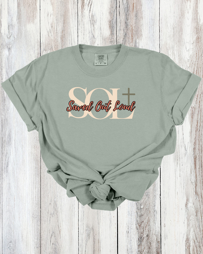 Saved Out Loud Christian Branded Unisex Statement T-shirt- Be The Light, Matthew, Flower Lightbulb