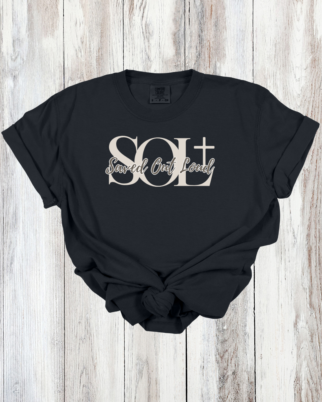 Saved Out Loud Christian Branded Unisex Statement T-shirt- God is Good, Checkered Bow