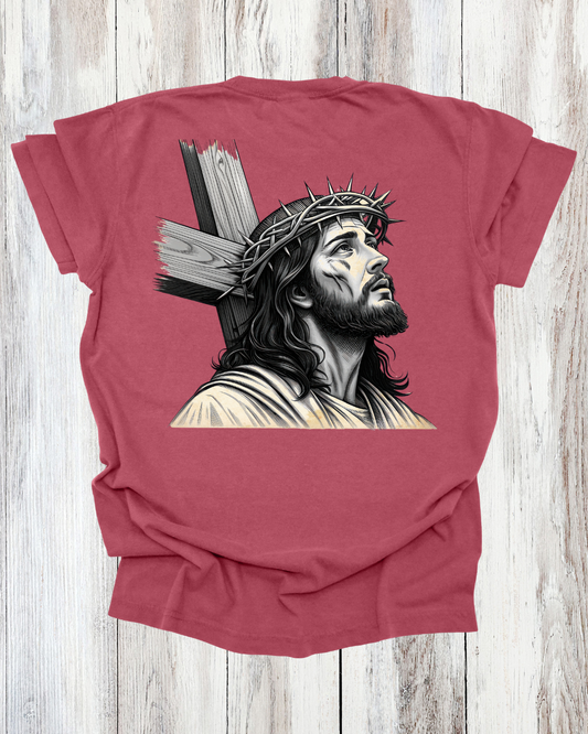 Saved Out Loud Christian Branded Unisex Statement T-shirt- Jesus' Sacrifice, Jesus on the Cross