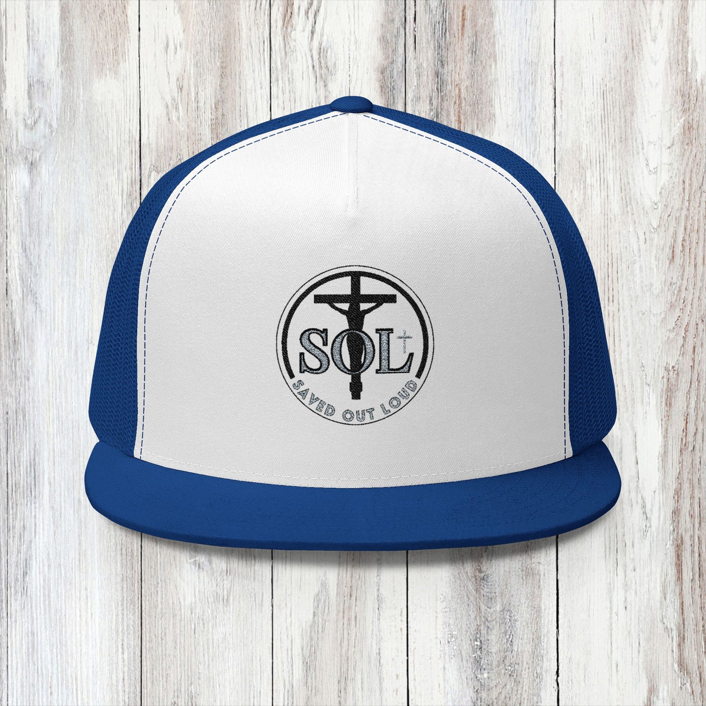 Saved Out Loud Christian Branded 5 Panel Trucker Cap with Embroidery- Original Design