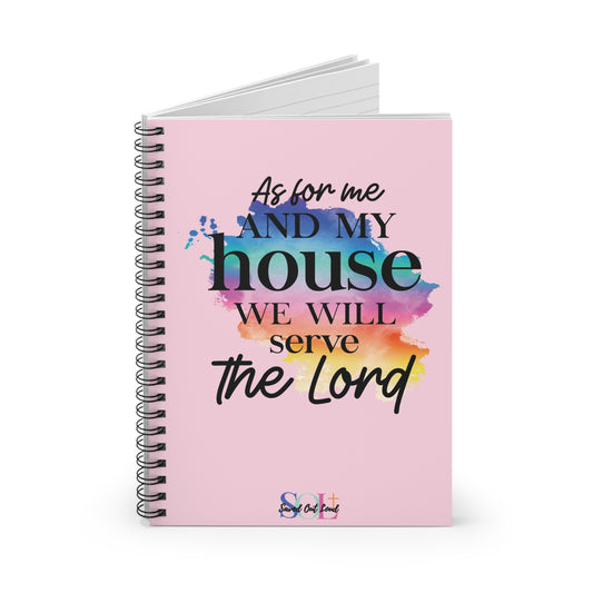 Saved Out Loud Christian Branded Inspirational Notebook- We Will Serve the Lord, Joshua, Rainbow Abstract