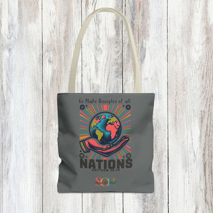 Saved Out Loud Christian Branded Inspirational Tote Bag- Go Make Disciples of All Nations