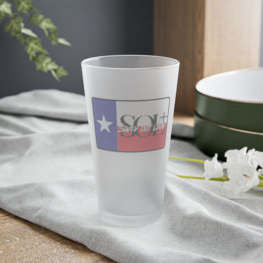 Saved Out Loud Christian Branded Frosted Pint Glass- Texas Flag