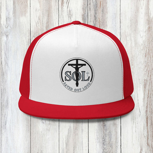Saved Out Loud Christian Branded 5 Panel Trucker Cap with Embroidery- Original Design