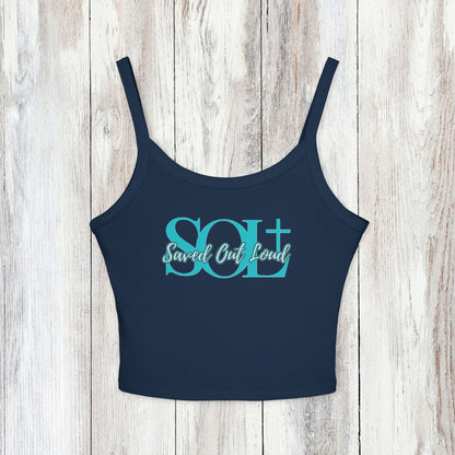Saved Out Loud Christian Branded Tank Top- Blue