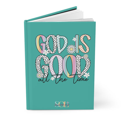 Saved Out Loud Christian Branded Inspirational Hardcover Notebook- God is Good All the Time, Pastel Multi Pattern