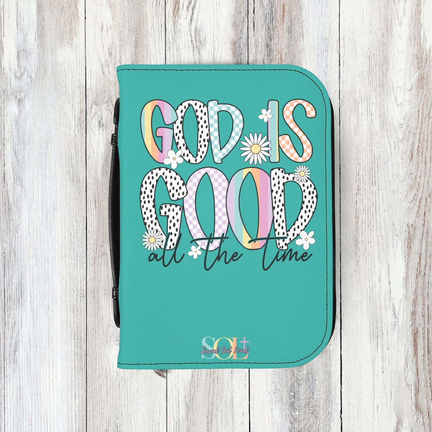 Saved Out Loud Christian Branded Bible Cover- God is Good All the Time, Pastel Multi Pattern