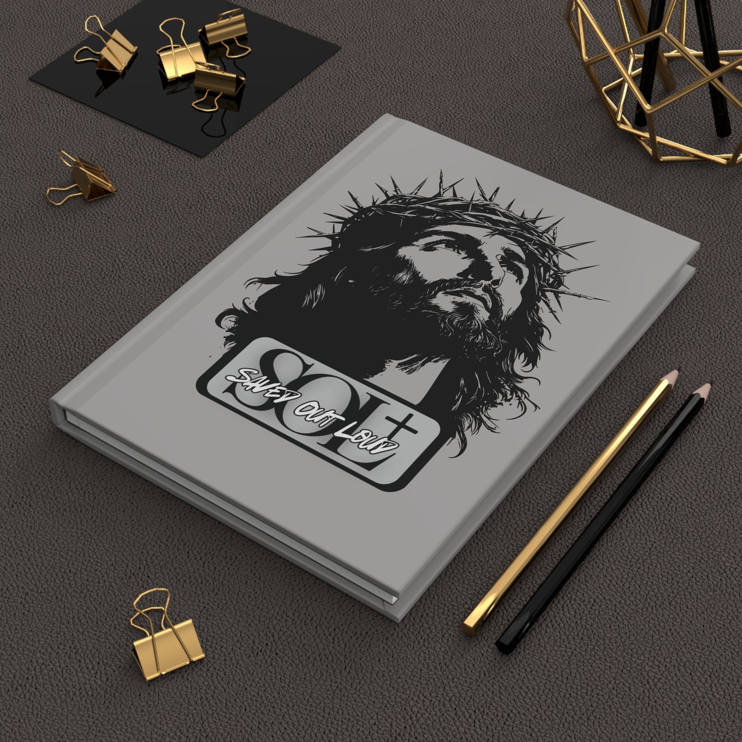 Saved Out Loud Christian Branded Inspirational Hardcover Notebook- Crown of Thorns Jesus