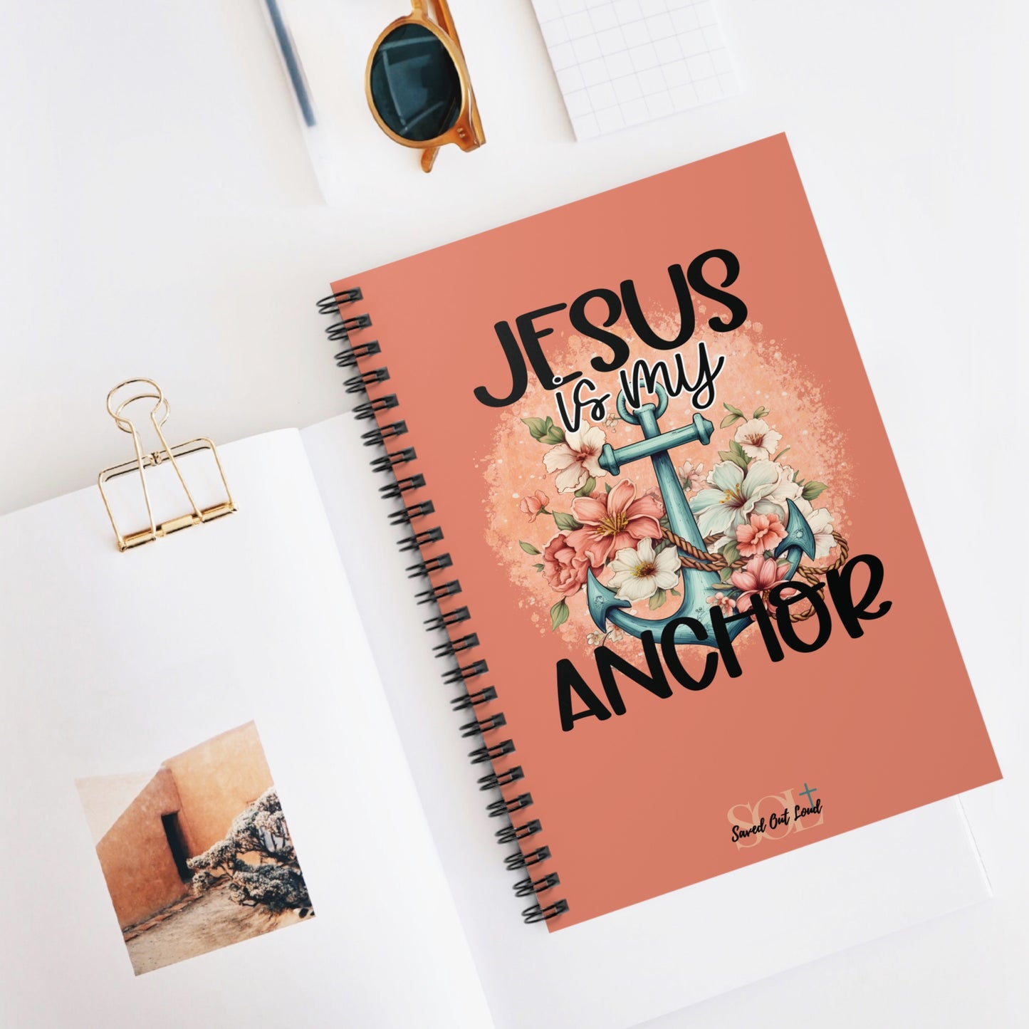 Saved Out Loud Christian Branded Inspirational Notebook- Jesus is my Anchor, Hebrews
