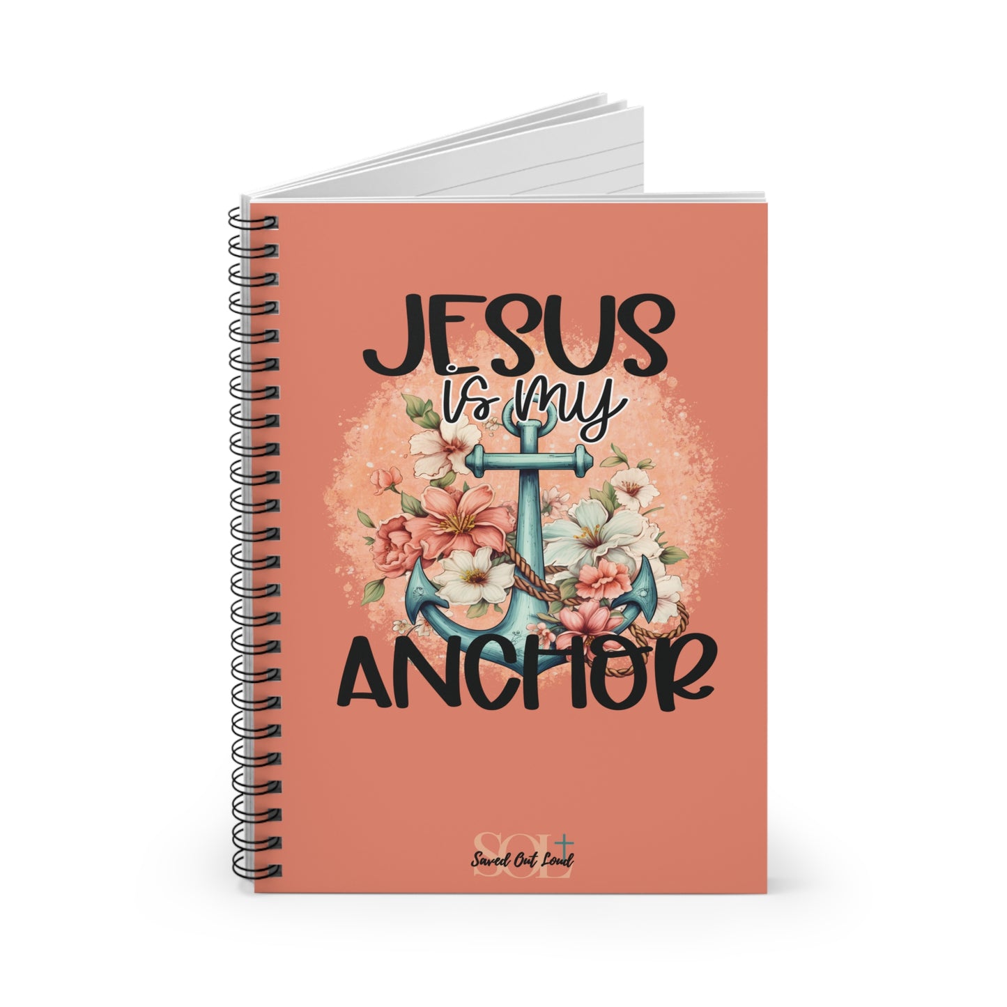 Saved Out Loud Christian Branded Inspirational Notebook- Jesus is my Anchor, Hebrews