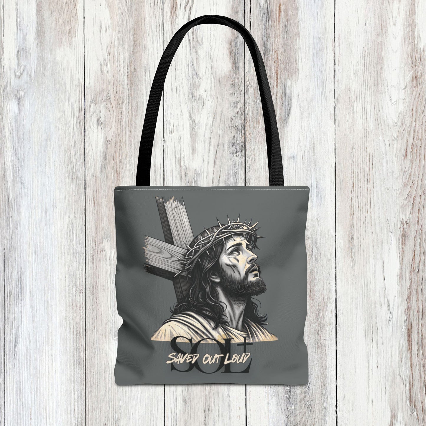 Saved Out Loud Christian Branded Inspirational Tote Bag- Jesus' Sacrifice