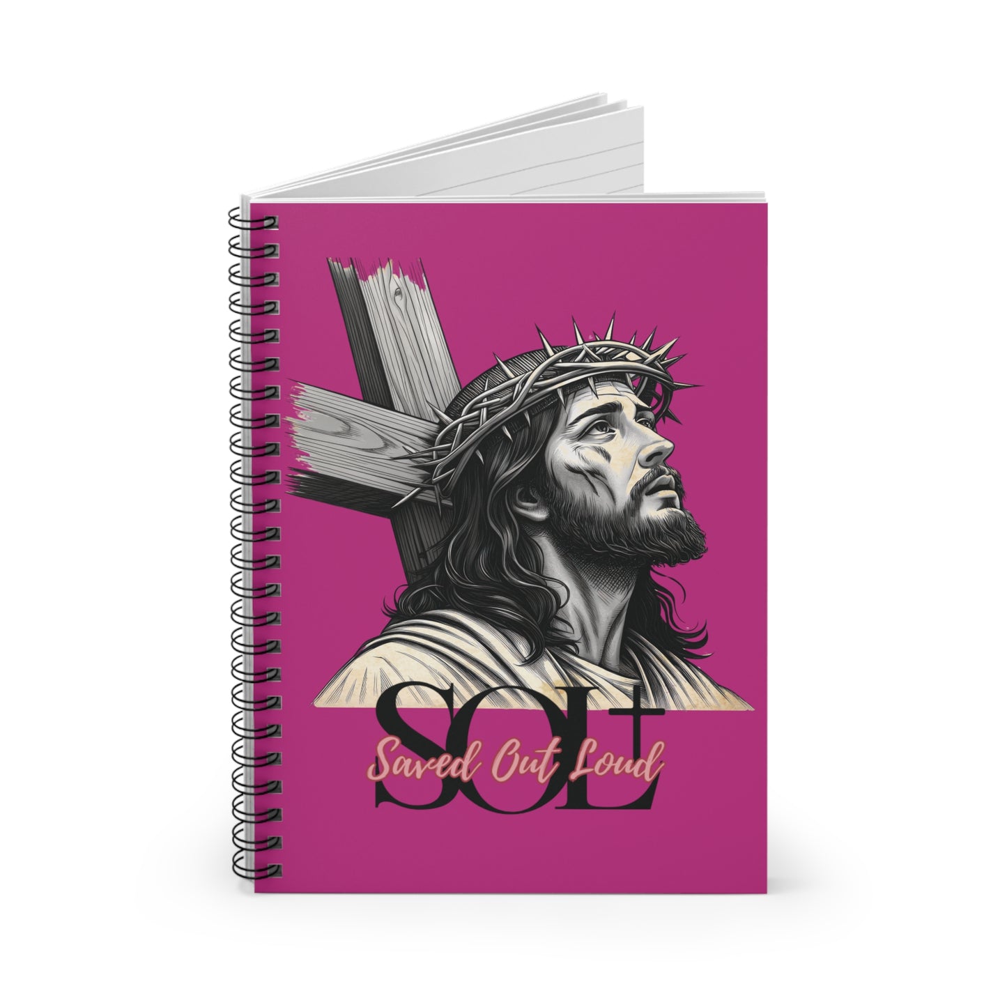 Saved Out Loud Christian Branded Inspirational Notebook- Jesus' Sacrifice, Pink