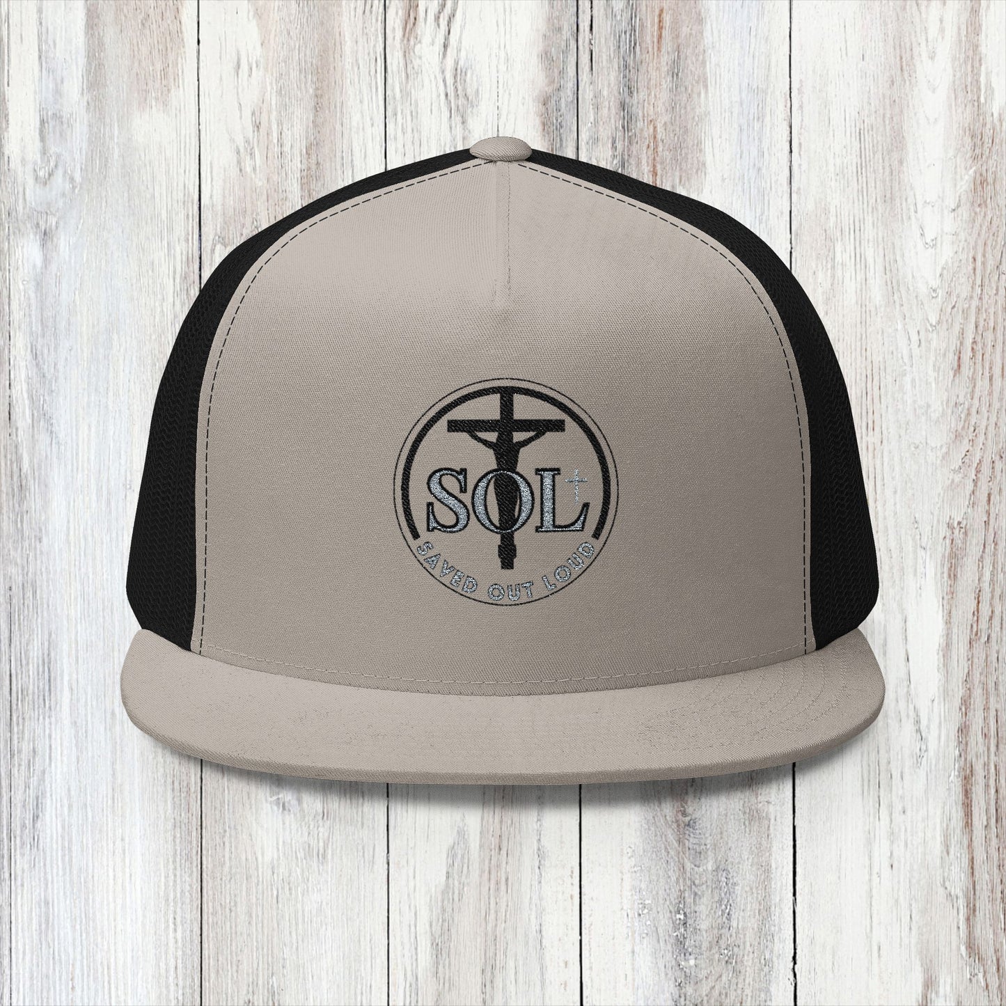Saved Out Loud Christian Branded 5 Panel Trucker Cap with Embroidery- Original Design