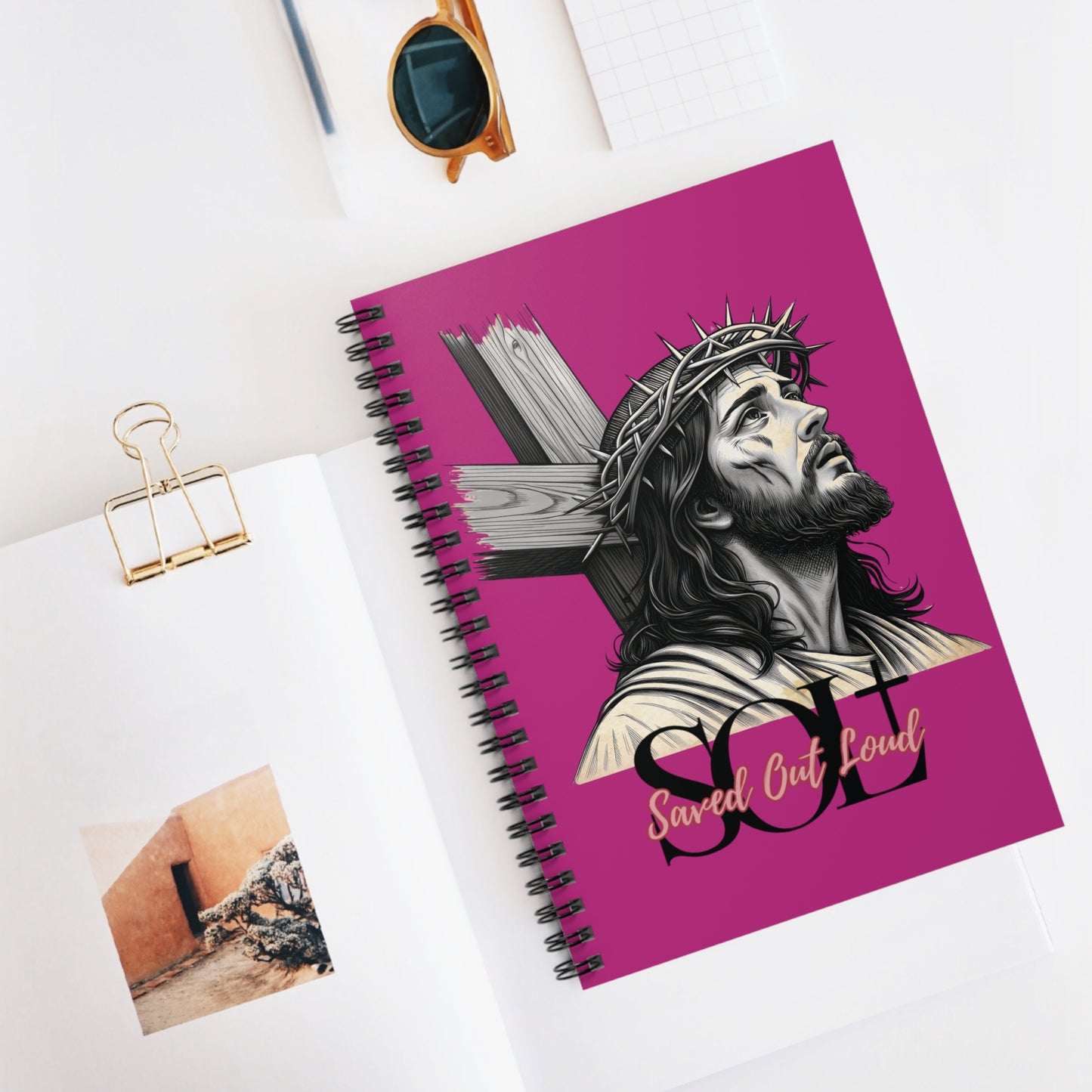 Saved Out Loud Christian Branded Inspirational Notebook- Jesus' Sacrifice, Pink