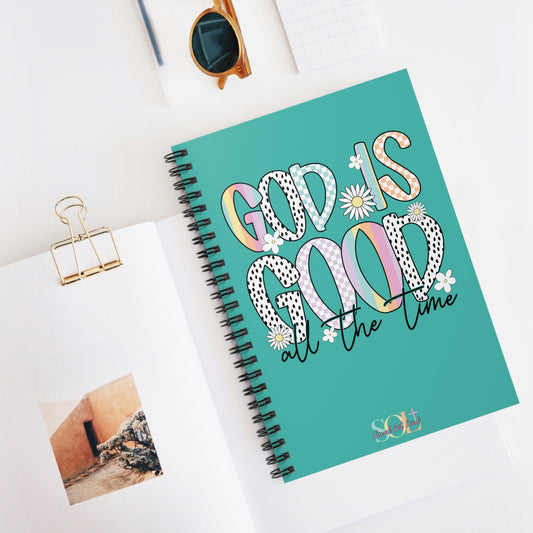 Saved Out Loud Christian Branded Inspirational Notebook- God is Good All the Time, Pastel Multi Pattern